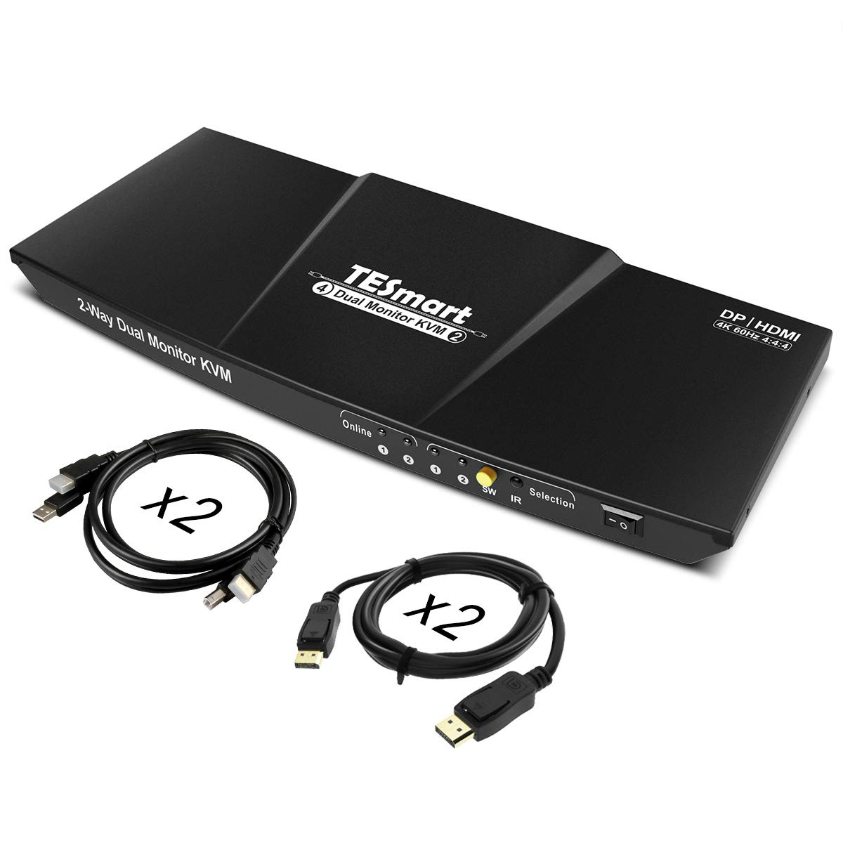 Dual Monitor KVM Switch HDMI+Displayport 4K@60Hz,2K@120Hz MLEEDA HDMI DP  Extended Display Switcher for 2 Computers Share 2 Monitors and 4 USB 2.0