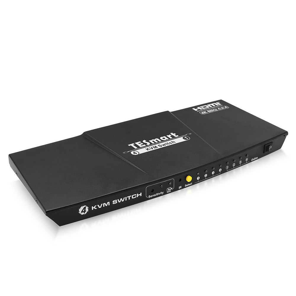 TESmart 4 Port KVM HDMI 2.0 Video Switch - 4K 60Hz UHD - Audio Output, USB  Sharing