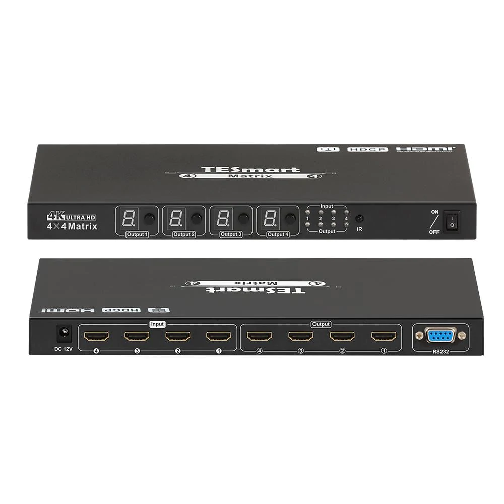 4K HDMI Matrix switcher 4x4, 30Hz, Quad Multi-Viewer, HDCP1.4