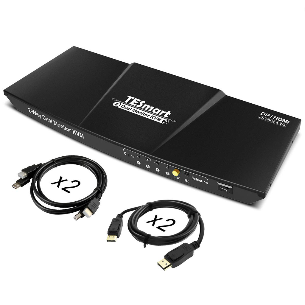 2-Port USB 4K HDMI Cable KVM Switch with Remote Port Selector