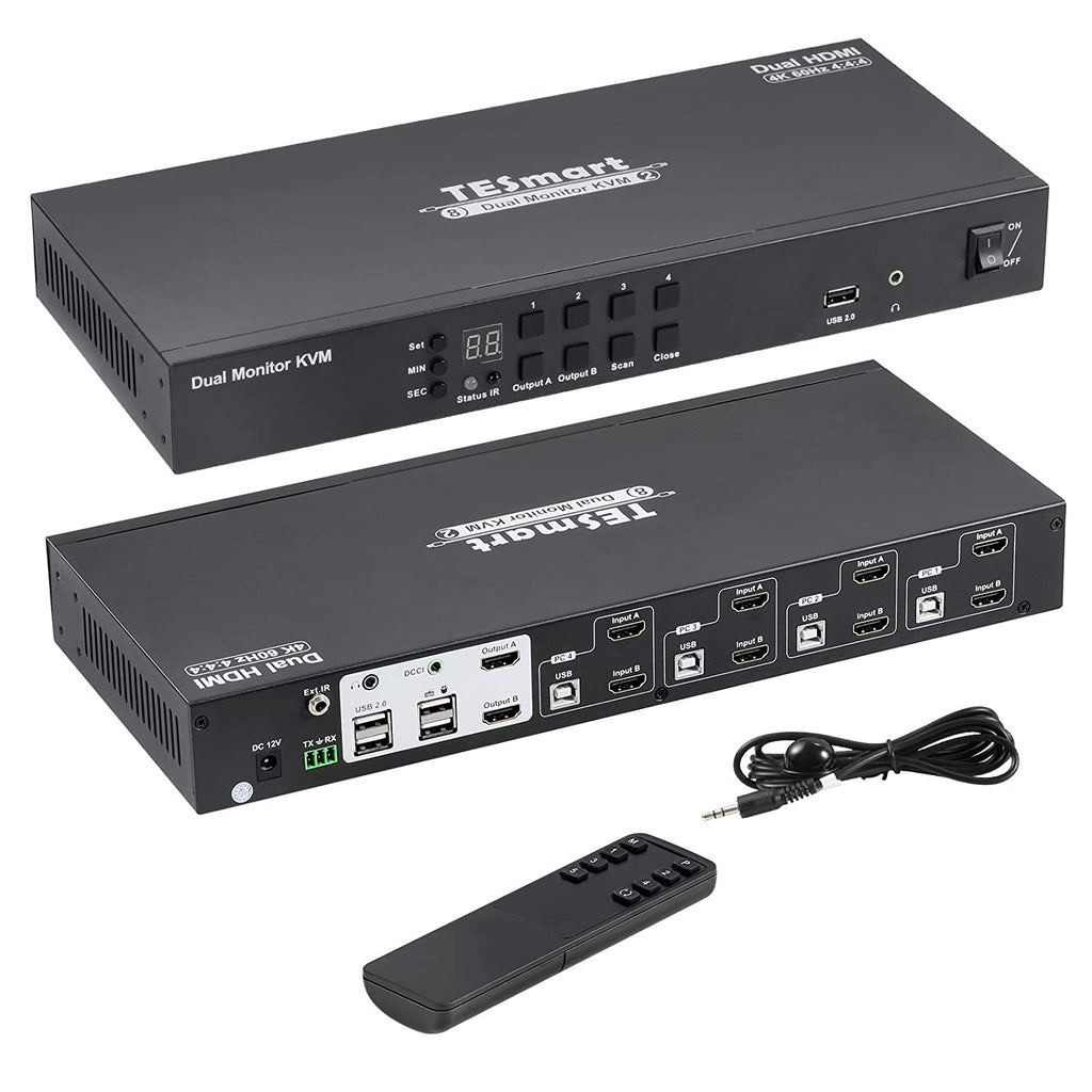 skildring eksegese Støt Dual Monitor KVM Switch 4 HDMI PCs + 2 HDMI Monitors Updated 4K@60Hz –  BuyTESmart.com