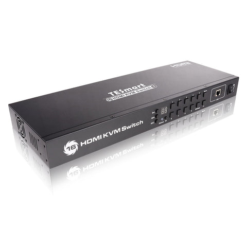 TESmart 16-Port HDMI KVM Switch - Autoscan, Rackmount, Ethernet, USB Hub, 4K 30hz