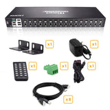 TESmart 16-Port HDMI KVM Switch - Autoscan, Rackmount, Ethernet, USB Hub, 4K 30hz
