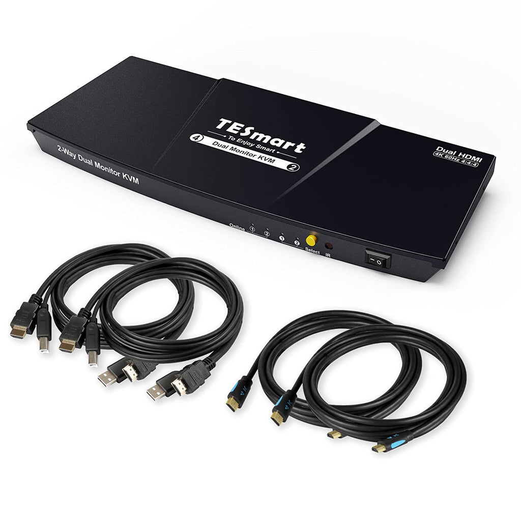 DUAL MONITOR 2-PORT KVM – HDMI + HDMI – 4K 60HZ UHD – AUDIO OUTPUT & U –