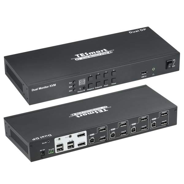 HDMI KVM Switch Dual Monitor 2 Port,4K@60Hz,4 USB 2.0,KVM Switch