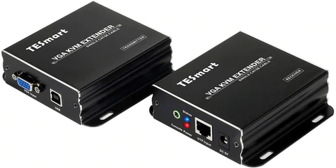 TESmart 300M/984ft 1080P VGA KVM Extender - Via Cat5e Cat6 Ethernet Cable Transmission Distance Extend up to 300m below 1920x1200@60Hz (Sender + Receiver)